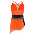 thumbnail image 4 of CHICTRY Robe de Patinage Artistique pour Filles, Bretelles Spaghetti, Jupe de Ballet, Orange Fluorescent 8, 4 of 7