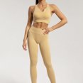 thumbnail image 4 of Conjunto de entrenamiento para mujer, 2 piezas, sujetador deportivo sin costuras, cintura alta, leggings de yoga para correr, color arce L, 4 of 6