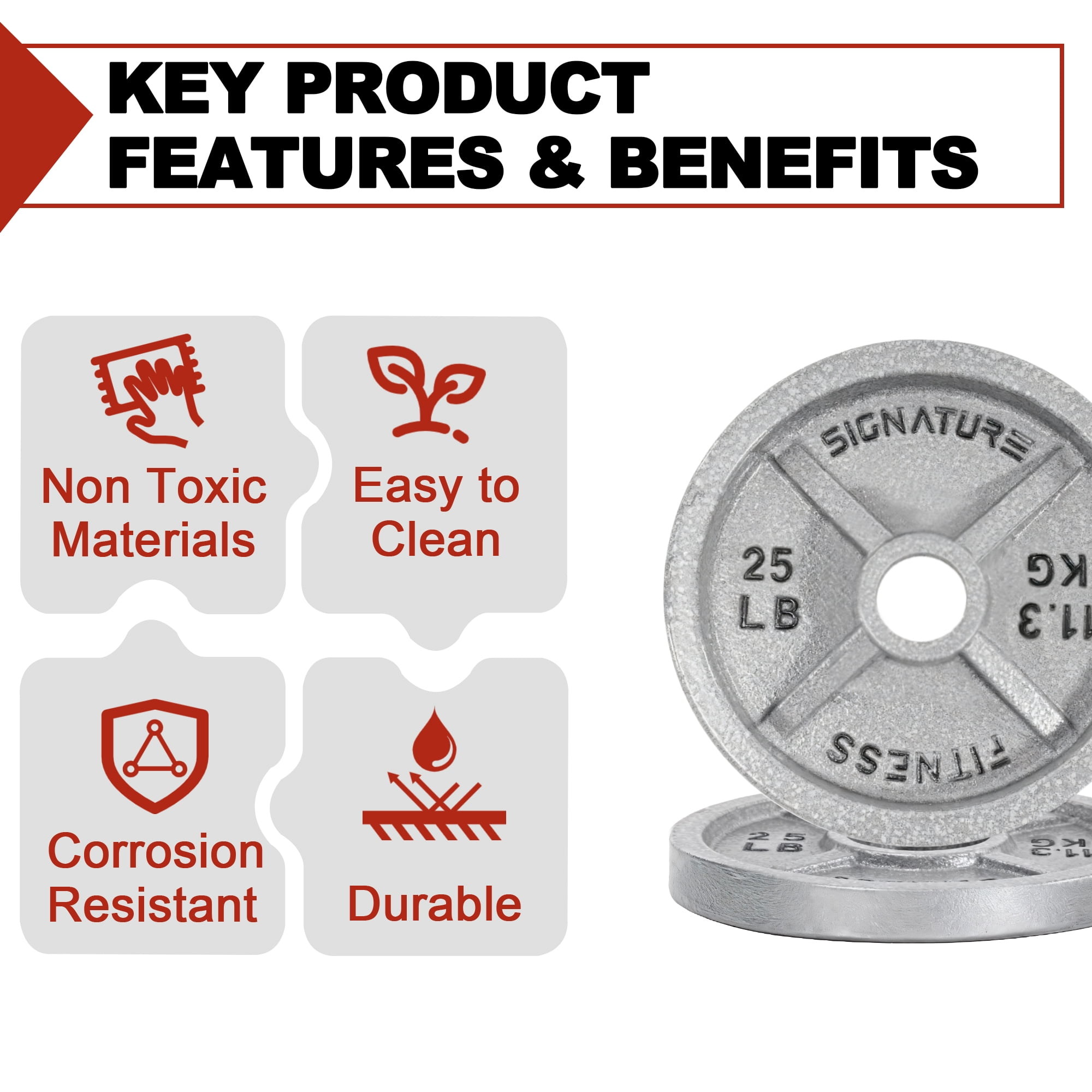 Flexwave Strength Training & Home Gym Weight Plates, 2-Inch, 60 lb
