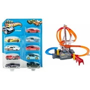 Hot Wheels Spin Storm Trackset with Free Hot Wheels, 9-Pack