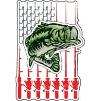 WickedGoodz American Flag Fishing Vinyl Decal - Largemouth Bass Bumper Sticker - for Laptops Tumblers Windows Cars Trucks Walls