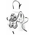 thumbnail image 1 of Sketch Art Apron, Themed Doodle of a Smiling Tortoise in Hand Drawn Style, Unisex Kitchen Bib with Adjustable Neck for Cooking Gardening, Adult Size, Charcoal Grey and White, by Ambesonne, 1 of 4