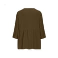 thumbnail image 4 of Craaazy Women Casual V Neck Blouse, Solid Color 3/4 Sleeve Button Down Shirt, Loose Fit Comfy Cotton Linen Top for Daily Wear Gifts, 4 of 6