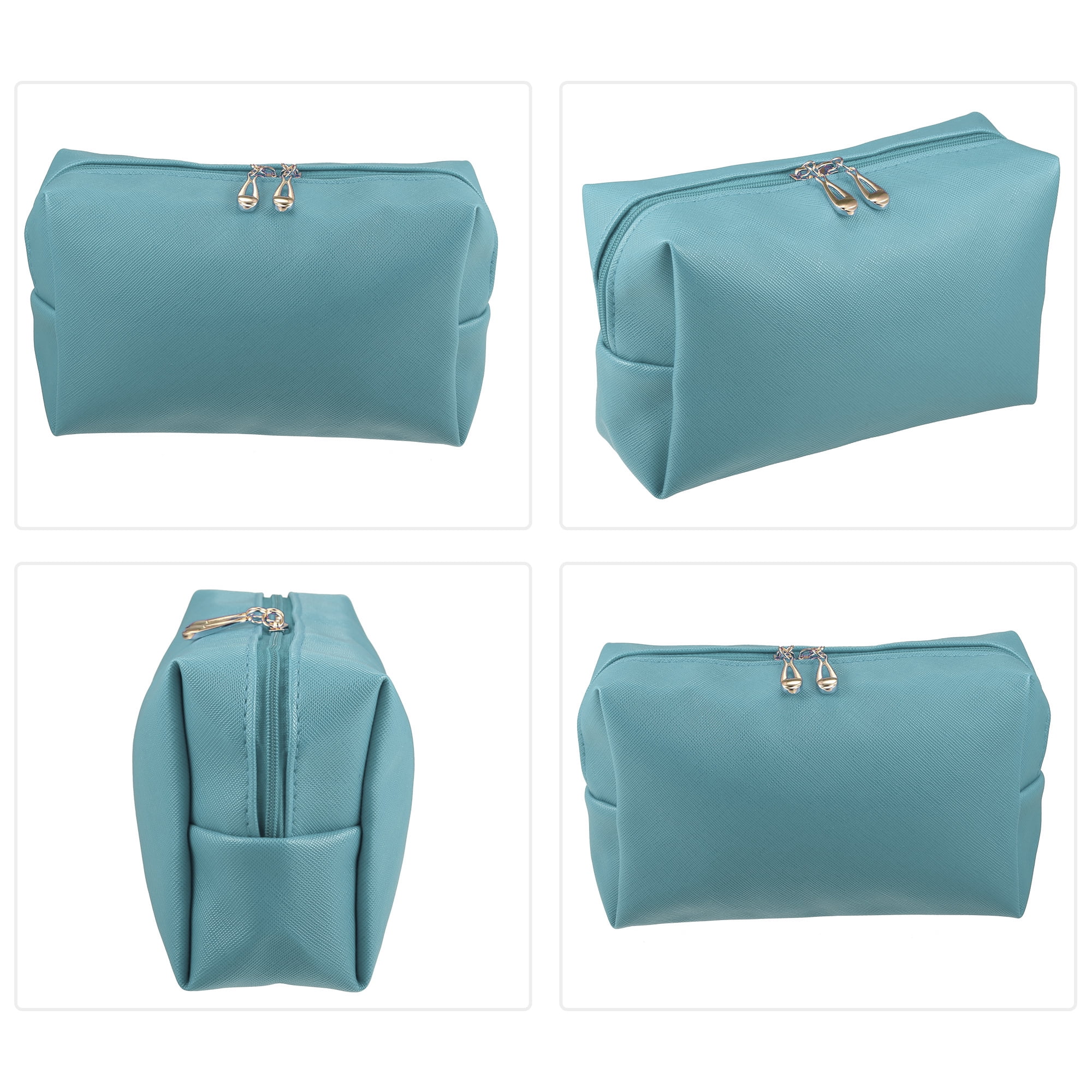 Unique Bargains Floral Makeup Bag Zipper Flower Cosmetic Pouch Blue