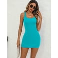 thumbnail image 3 of Charmo Women's Ribbed Long Tank Tops Racerback Undershirts with Shelf Bra, 3 of 6
