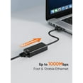 thumbnail image 4 of Adaptateur Ethernet USB, Création de Câble USB 3.0 vers 10/100/1000 Gigabit Adaptateur Réseau Filaire Compatible pour Windows, MacBook, MacOS, Mac Pro Mini, Ordinateur Portable, PC et Plus-Noir, 4 of 6