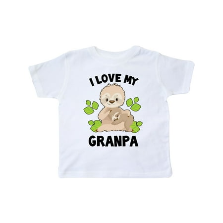 

Inktastic Cute Sloth I Love My Granpa with Green Leaves Gift Toddler Boy or Toddler Girl T-Shirt