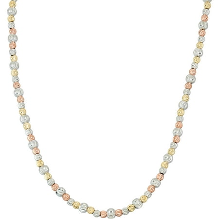Giuliano Mameli Sterling Silver Yellow and Rose 14kt Gold- and Rhodium-Plated Necklace with Small and Large Faceted Beads