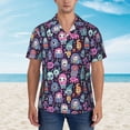 thumbnail image 4 of Daiia Funny colorful skull ghost Hawaiian Shirt for Men Gentle Cotton Regular Short Sleeve Casual-Large, 4 of 9