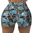 thumbnail image 2 of Lsque Blue Excavator Pattern High Waisted Biker Shorts for Women-Tummy Control Fitness Athletic Workout Running Yoga Gym Shorts,Moisture-Wicking-Small, 2 of 9