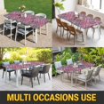 thumbnail image 5 of Vintage Middle Century Table Cloths for 8 Foot Rectangle Tables, Abstract Bohemia Style Aztec Pink Patio Waterproof Elastic Fitted Tablecloths, Washable Rectangular Table Cover for Camping, 5 of 8