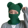 thumbnail image 2 of Eoperou Bear Ears Solid Color Ear Protection Knitted Scarf Cap Unisex Winter Outdoor Riding Integrated Scarf Beanie Hat Costume Accessories, 2 of 8