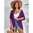 thumbnail image 6 of SHOWMALL Women's Plus Cardigan Short Sleeve Open-Front Lightweight Summer Cover Up 3X Purple, 6 of 7