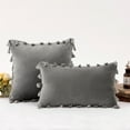 thumbnail image 1 of Sumhomie Solid Velvet Tassel Throw Pillow Case Cushion Cover 17" x 17", 1 of 1