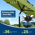 thumbnail image 2 of Riedhoff 9 feet Patio Umbrella with 32 LED Solar Lights, 8 Ribs, Tilt Crank, Dark Green, 2 of 7