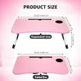 thumbnail image 6 of PHANCIR Foldable Lap Desk, 23.6 Inch Portable Wood Laptop Desk Table Workspace Organizer Bed Tray with iPad Slots, Cup Holder and Drawer, Anti-Slip for Working Reading Writing, Eating, Watching-Pink, 6 of 7
