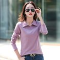 thumbnail image 2 of Otoño e invierno nueva camiseta de manga larga camisa de solapa para mujer Camisa de fondo de primavera y otoño ropa de abrigo de moda camiseta, 2 of 5