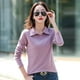 thumbnail image 2 of Otoño e invierno nueva camiseta de manga larga camisa de solapa para mujer Camisa de fondo de primavera y otoño ropa de abrigo de moda camiseta, 2 of 5