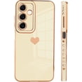 thumbnail image 4 of Samsung Galaxy A14 5G Case Love Heart 6D Plating Electroplate Luxury Elegant Case Camera Protector Soft TPU Shockproof Protective Corner Back Cover -White, 4 of 10