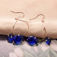thumbnail image 2 of Yoursfs  Blue Zirconia Tassel Dangle Earrings for Women Long Chains Fishhook Earrings Rose Gold Plated Crystal Earring Prom Jewelry Gifts, 2 of 4