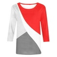 thumbnail image 4 of VerPetridure Women's Color Block Print 3/4 Sleeve T-Shirts Blouses Crewneck Slim Fit Cotton Tunic Tops Soft Breathable Comfy Tee Shirts, 4 of 5