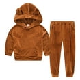thumbnail image 1 of LIJCC Boys And Girls Spring And Fall Models Sports And Leisure Bear Ears Hooded Sweater Two Piece Suit Suit, 1 of 8