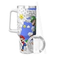 thumbnail image 2 of Lsque Mario Pattern 40 OZ Ice Bully Cup with Handle and Straw, Double Wall Stainless Steel Tumbler Travel Coffee Cup with Lid for Christmas Present, 2 of 8