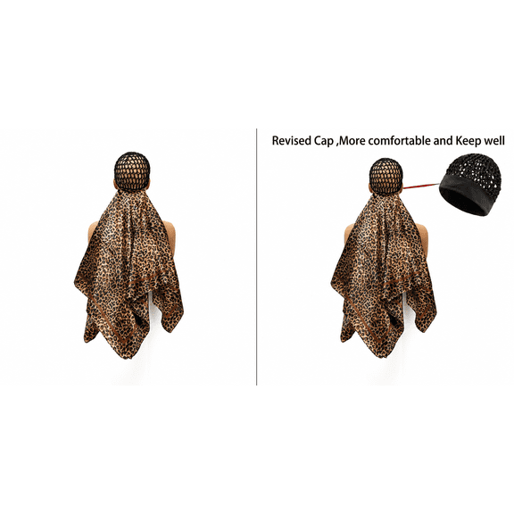 Wrap Cap Hair Net with Scarf - Heatless Silk Press Hair Care Shower Cap for Women