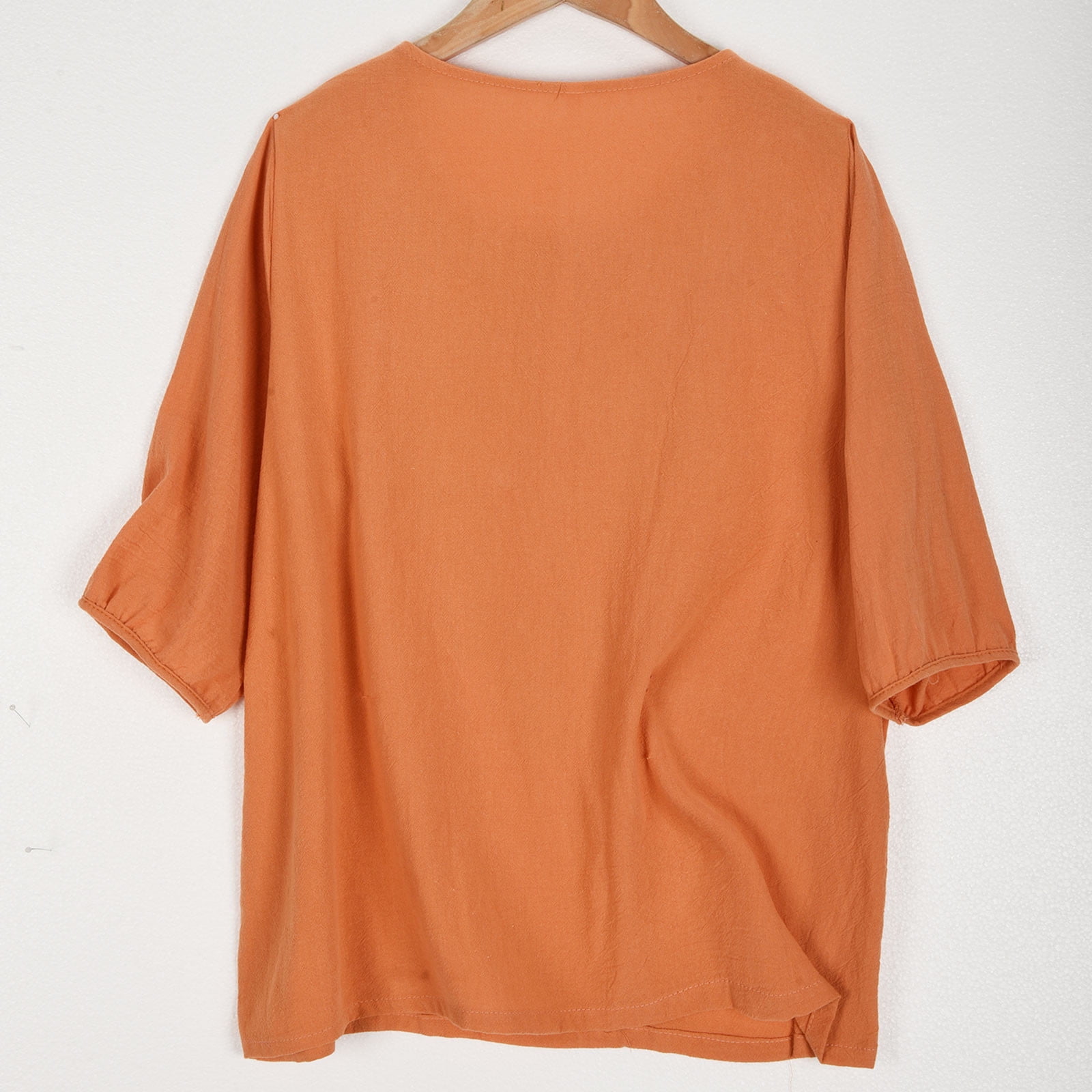 ZZwxWA Womens 3/4 Sleeve Linen Shirts Vintage Lace Embroidery