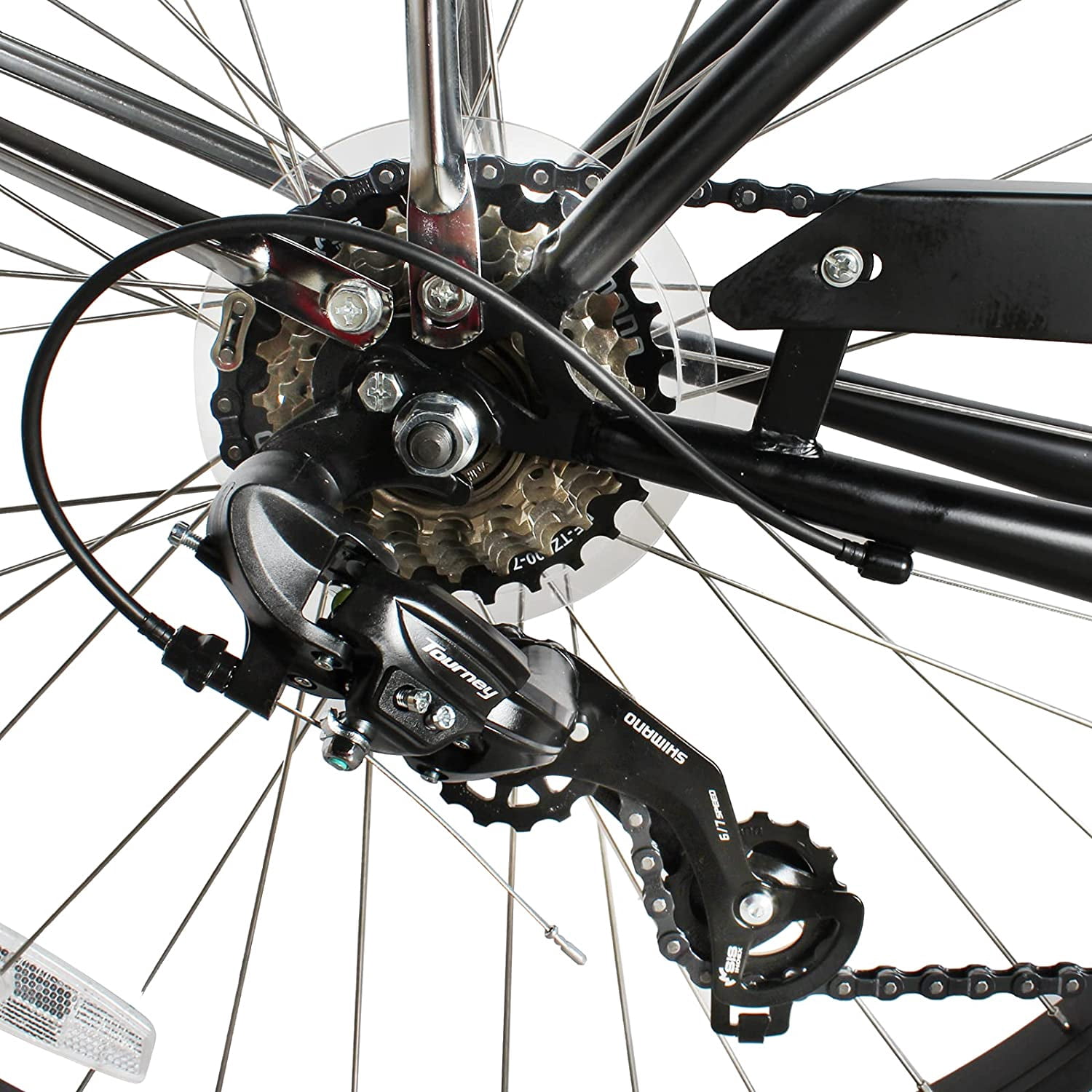 WonderWheels 26" Beach Cruiser Coaster Brake Stainless Steel Spokes One Piece Crank Alloy Orange Rims 36H W/ Fenders - Black