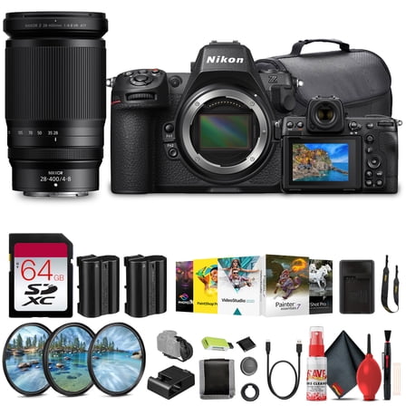 Nikon Z8 Professional Full Frame Mirrorless 8K Video & Stills Hybrid FX Camera   Nikon NIKKOR Z 28-400mm f/4-8 VR Mirrorless Lens   EN-EL15C Battery   More