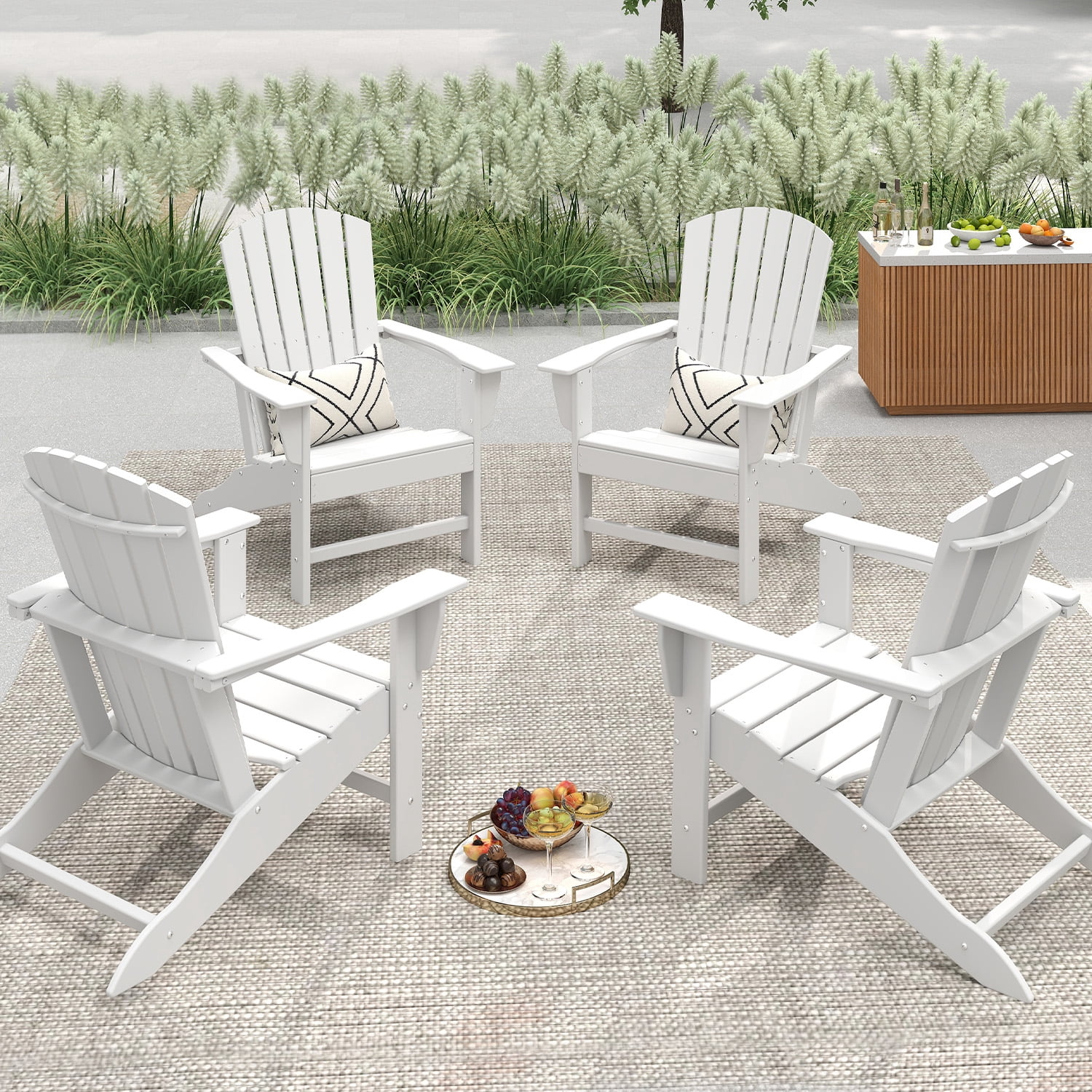 FURRYFECTION Adirondack Chairs Set of 2,HDPE All-Weather Adirondack Chair, Plastic Outdoor Patio Lawn Chairs for Patio Garden Backyard Deck,White