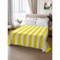 thumbnail image 3 of Queen Flat Sheet Only Minimalist Modern Yellow White Stripe Soft Microfiber Cooling Bedding Sheets Simple Line Texture Flat Bed Sheet, 3 of 9