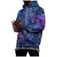 thumbnail image 2 of Men's Loose Fit Printed Hooded Sweatshirt, Long Sleeve Casual Pullover Fleece Hoodie for Street Style, Lounge, Autumn Winter,Blue,L, 2 of 5