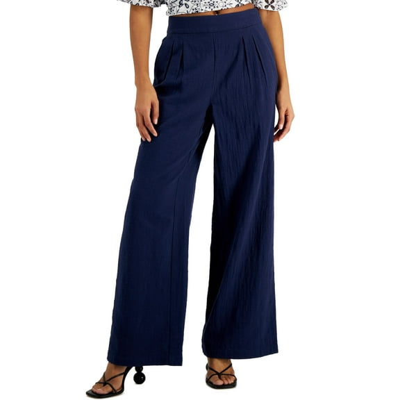 INC International Concepts High Rise Wide Leg Pants Medium Indigo L