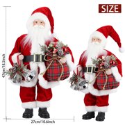 Vowella 18-inch Santa Claus with Gifts Bag & 2 Bells, Christmas Figurine for Holiday Party Home Decoration