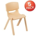 thumbnail image 3 of Flash Furniture Whitney 5 Pack Natural Plastic Stackable School Chair with 13.25" Seat Height, 3 of 14