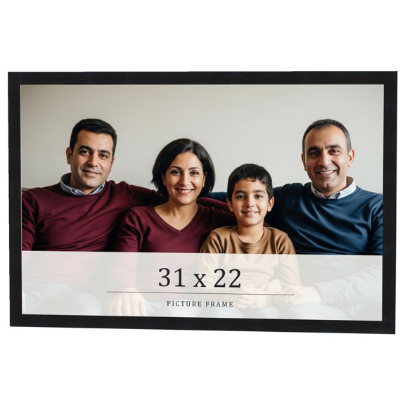 31x22 Frame Black Real Wood Picture Frame Width 0.75 inches | Interior Frame Depth 0.5 inches |