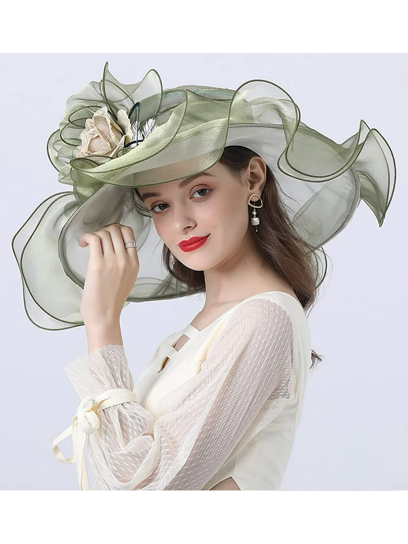 Women Sun Hat with Mesh Flower Decoration Wide Brim Hat  display picture 1