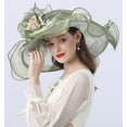 thumbnail image 3 of Women Sun Hat with Mesh Flower Decoration Wide Brim Hat Occasion Event Organza Fancy Church Dress Hat, 3 of 6