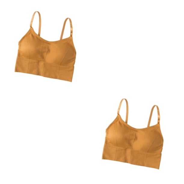 Sonducket Tank Crop Top Bra Lencería sexy Ropa interior cómoda Bralette Color sólido Thin Summer Slim Pad Sin mangas Sport Naranja 2piezas