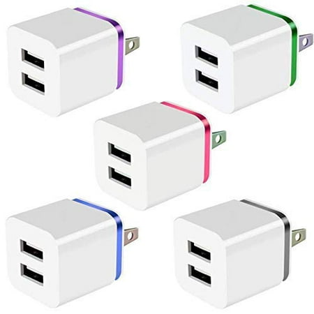 USB Charger, Charging Block, 2.1A Home Travel Double USB A Wall Charger Multi-Port Fast Charging Cube Compatible with Apple iPhone, iPad, Samsung Galaxy, Note, HTC, Nokia LG & More (White,