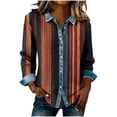 thumbnail image 3 of TaTaai Women Loose Long Sleeve Waffle Knit Top Button Denim Lapel All Over Print Fashion Casual Daily Wear Top Gift, 3 of 5