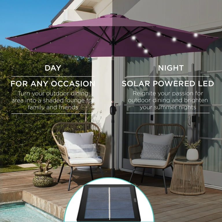 Best Choice 10ft Solar LED Lighted Patio Umbrella w/ Tilt, UV