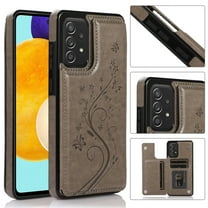 Decase Wallet Case for Samsung Galaxy A53 5G Case with Card Holder, Women Girls Flower Magnetic Back Flip Leather Case for Galaxy A53 5G 2022 6.5 inch, Gray