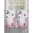 thumbnail image 5 of Pink Flower Bathroom Window Curtain, Spring Floral Butterflies Elegant Pastoral Birds Light Filtering Coffee Kitchen Curtains, Bedroom Living Room Curtains 2 Panel 84"x45", 5 of 6