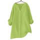 thumbnail image 5 of Camisa de lino con botones para mujer, top holgado y transpirable con cuello redondo, color liso para uso diario/verano 2025, 5 of 5