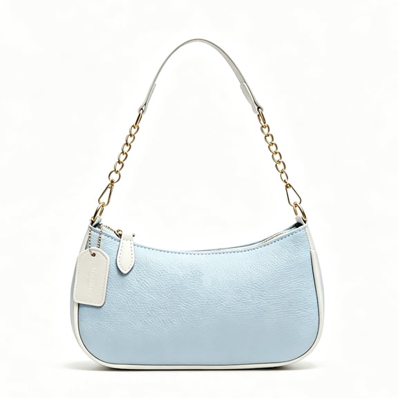 AOMRCOL Women’s Light Blue Colorblock Shoulder Bag Purse with Chain Strap Chain Strap Shoulder Bag