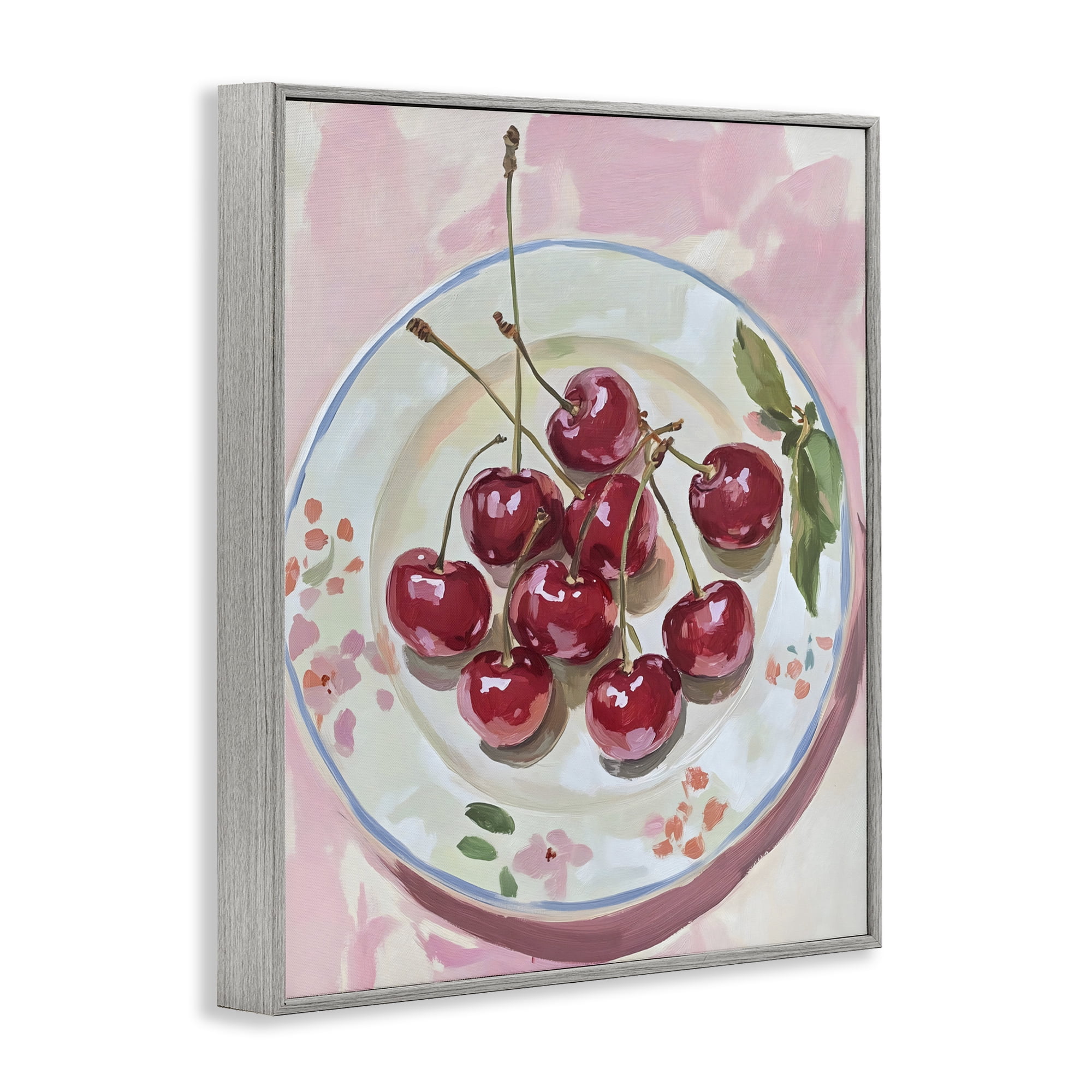 Stupell Industries Plate of Summer Cherries Gray Framed Giclee Art, design by The Prints Vibe