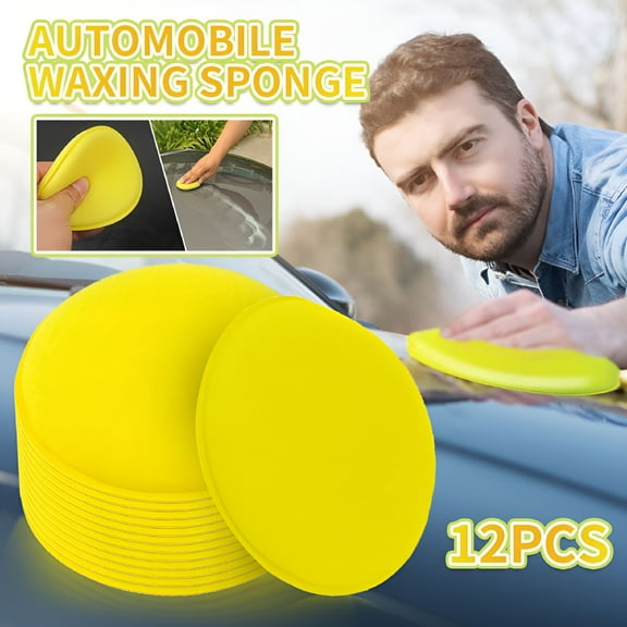 RAGUPEL Microfiber Wax Foam Applicator Pads with Finger Pocket, Wax Polishing Pad Applicator Cleaning Pads Microfiber Round Foam Sponge for Car Hand Polish